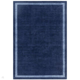 Albi Modern Plain Border Hand-Woven Textured Wool Navy Rug