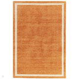 Albi Modern Plain Border Hand-Woven Textured Wool Orange Rug