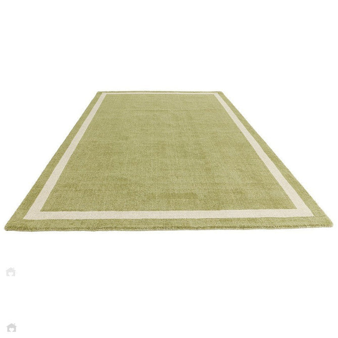 Albi Modern Plain Border Tonal Distressed Hand-Woven Textured Wool Low Profile Tip Sheared Short Pile Green Rug-Asiatic Carpets-Rug Love - The Most Loved Rug Store