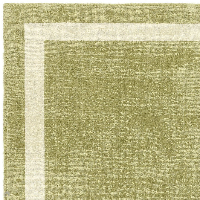 Albi Modern Plain Border Tonal Distressed Hand-Woven Textured Wool Low Profile Tip Sheared Short Pile Green Rug-Asiatic Carpets-Rug Love - The Most Loved Rug Store