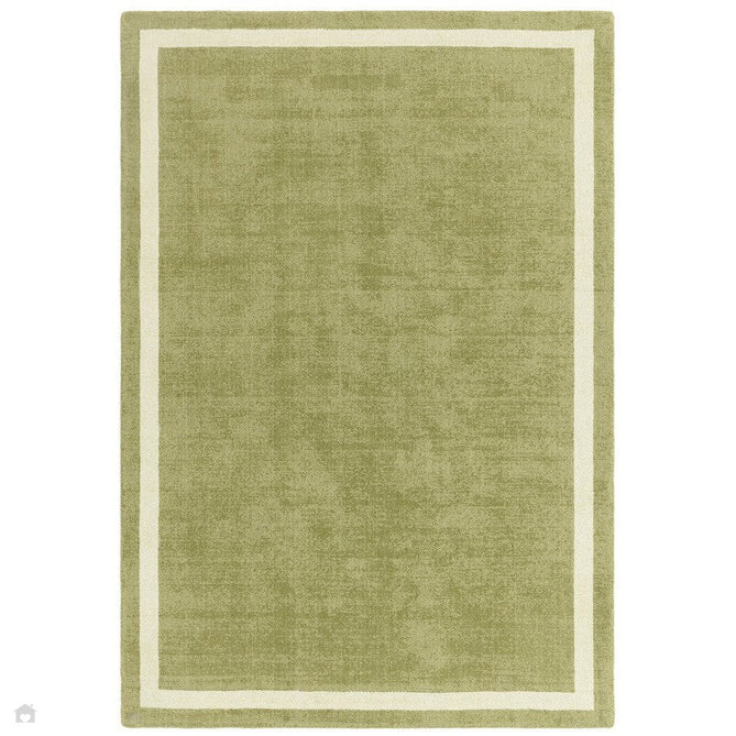Albi Modern Plain Border Tonal Distressed Hand-Woven Textured Wool Low Profile Tip Sheared Short Pile Green Rug-Asiatic Carpets-Rug Love - The Most Loved Rug Store
