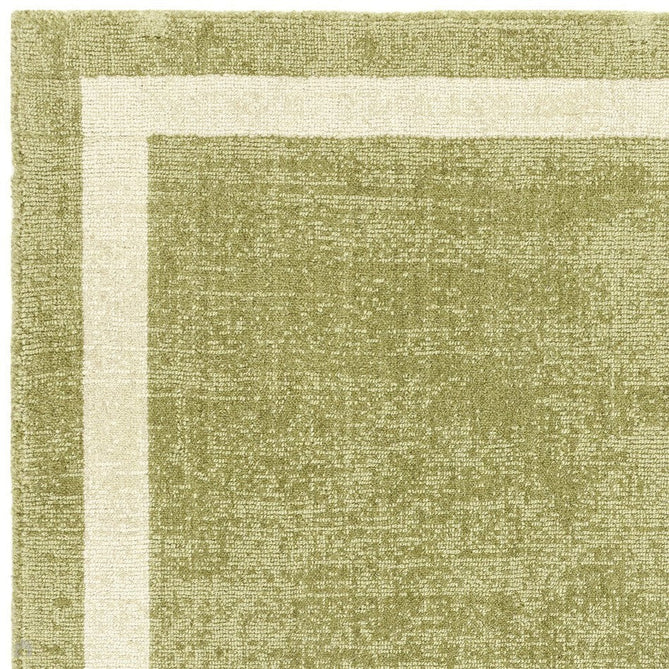 Albi Modern Plain Border Tonal Distressed Hand-Woven Textured Wool Low Profile Tip Sheared Short Pile Green Runner-Asiatic Carpets-Rug Love - The Most Loved Rug Store