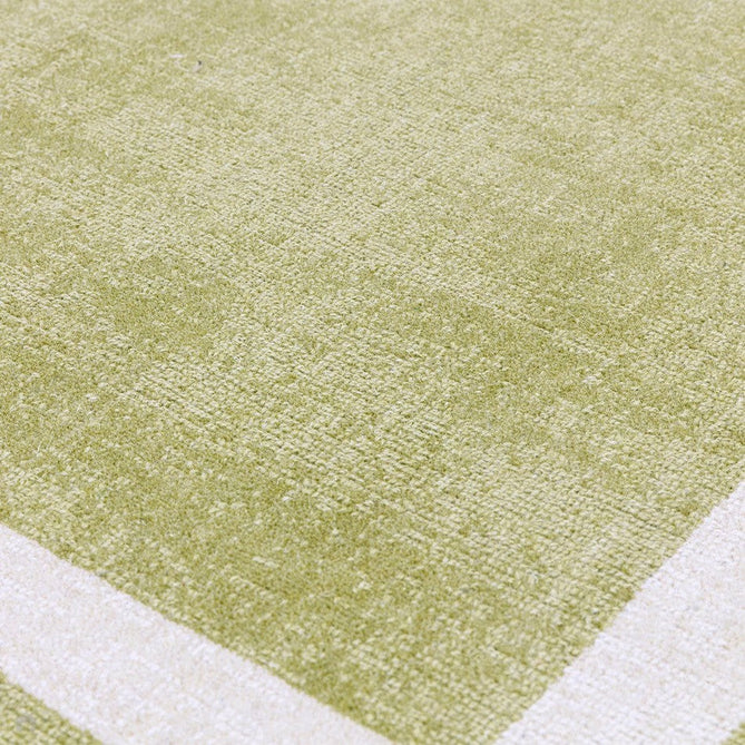 Albi Modern Plain Border Tonal Distressed Hand-Woven Textured Wool Low Profile Tip Sheared Short Pile Green Runner-Asiatic Carpets-Rug Love - The Most Loved Rug Store