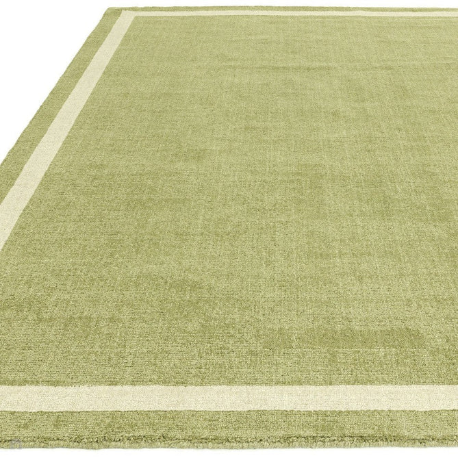 Albi Modern Plain Border Tonal Distressed Hand-Woven Textured Wool Low Profile Tip Sheared Short Pile Green Runner-Asiatic Carpets-Rug Love - The Most Loved Rug Store