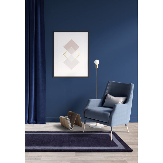 Albi Modern Plain Border Tonal Distressed Hand-Woven Textured Wool Low Profile Tip Sheared Short Pile Navy Blue Runner-Asiatic Carpets-Rug Love - The Most Loved Rug Store