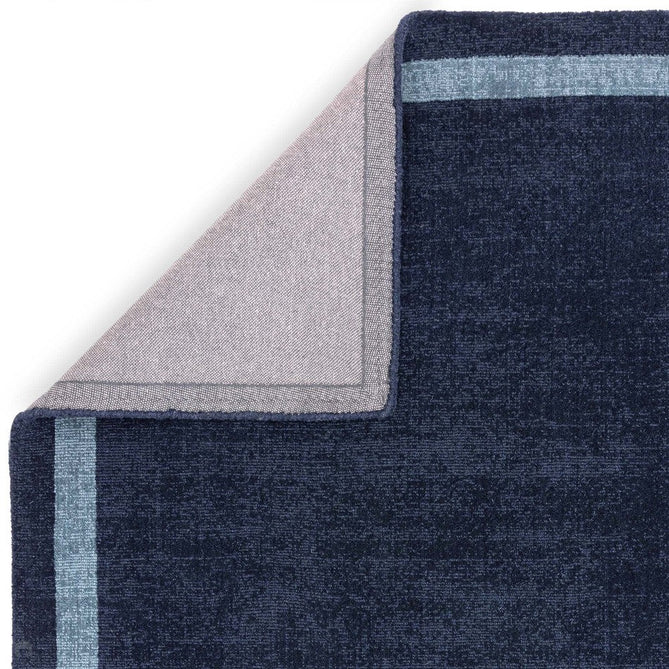 Albi Modern Plain Border Tonal Distressed Hand-Woven Textured Wool Low Profile Tip Sheared Short Pile Navy Blue Runner-Asiatic Carpets-Rug Love - The Most Loved Rug Store