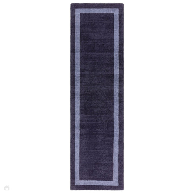 Albi Modern Plain Border Tonal Distressed Hand-Woven Textured Wool Low Profile Tip Sheared Short Pile Navy Blue Runner-Asiatic Carpets-Rug Love - The Most Loved Rug Store