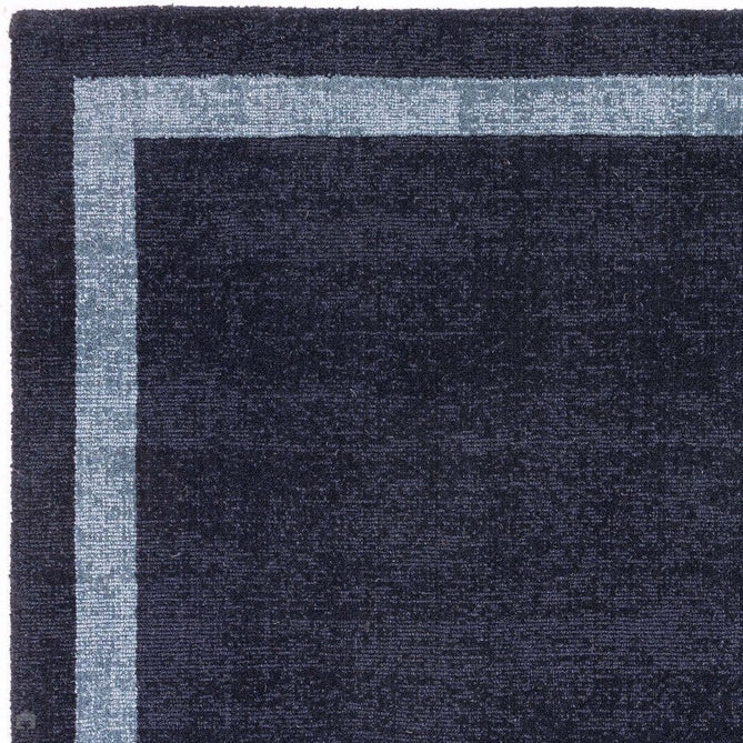 Albi Modern Plain Border Tonal Distressed Hand-Woven Textured Wool Low Profile Tip Sheared Short Pile Navy Rug-Asiatic Carpets-Rug Love - The Most Loved Rug Store