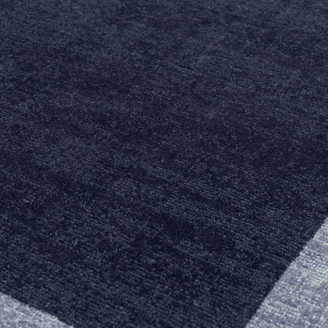 Albi Modern Plain Border Tonal Distressed Hand-Woven Textured Wool Low Profile Tip Sheared Short Pile Navy Rug-Asiatic Carpets-Rug Love - The Most Loved Rug Store