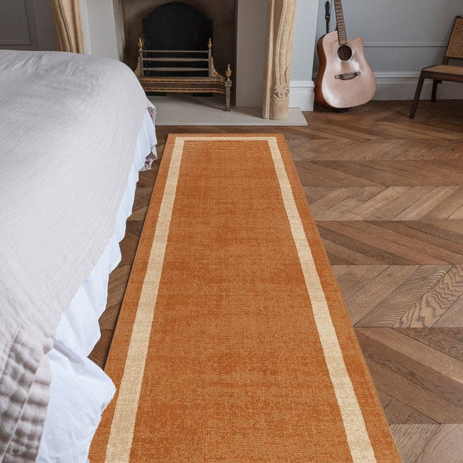 Albi Modern Plain Border Tonal Distressed Hand-Woven Textured Wool Low Profile Tip Sheared Short Pile Orange Rug-Asiatic Carpets-Rug Love - The Most Loved Rug Store