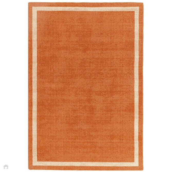 Albi Modern Plain Border Tonal Distressed Hand-Woven Textured Wool Low Profile Tip Sheared Short Pile Orange Rug-Asiatic Carpets-Rug Love - The Most Loved Rug Store