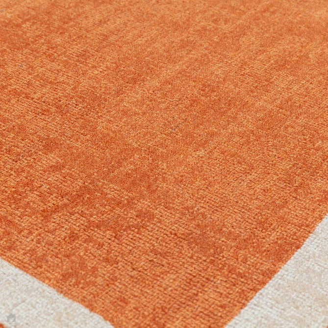 Albi Modern Plain Border Tonal Distressed Hand-Woven Textured Wool Low Profile Tip Sheared Short Pile Orange Rug-Asiatic Carpets-Rug Love - The Most Loved Rug Store