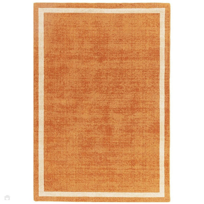 Albi Modern Plain Border Tonal Distressed Hand-Woven Textured Wool Low Profile Tip Sheared Short Pile Orange Rug-Asiatic Carpets-Rug Love - The Most Loved Rug Store