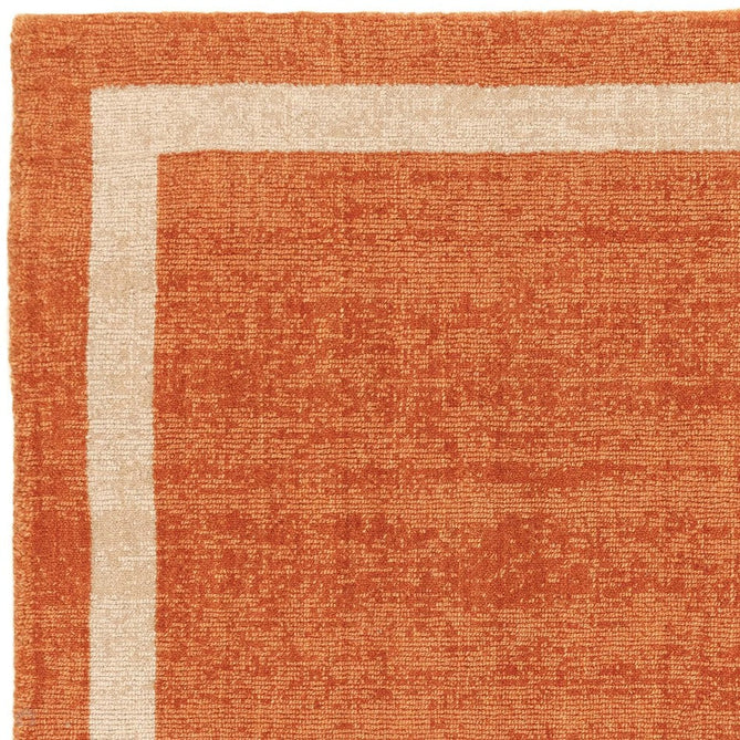 Albi Modern Plain Border Tonal Distressed Hand-Woven Textured Wool Low Profile Tip Sheared Short Pile Orange Runner-Asiatic Carpets-Rug Love - The Most Loved Rug Store