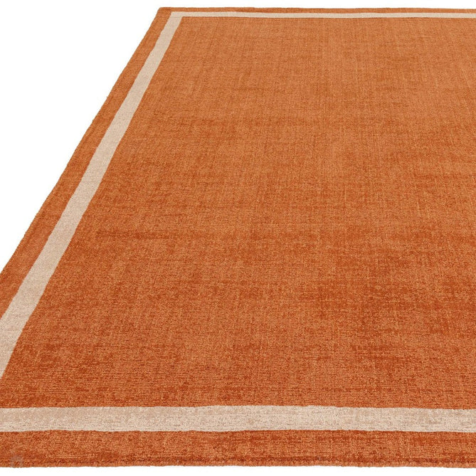 Albi Modern Plain Border Tonal Distressed Hand-Woven Textured Wool Low Profile Tip Sheared Short Pile Orange Runner-Asiatic Carpets-Rug Love - The Most Loved Rug Store