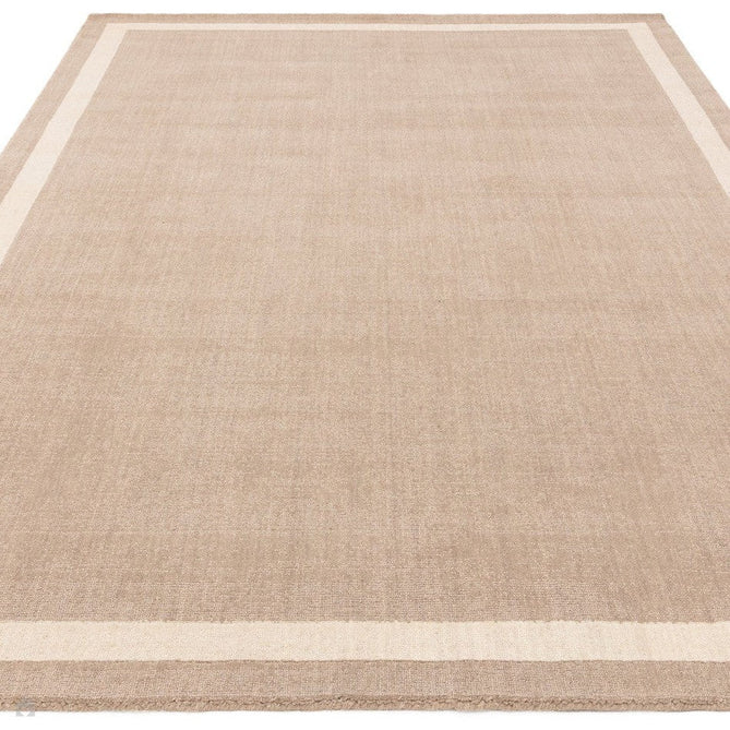 Albi Modern Plain Border Tonal Distressed Hand-Woven Textured Wool Low Profile Tip Sheared Short Pile Sand Rug-Asiatic Carpets-Rug Love - The Most Loved Rug Store
