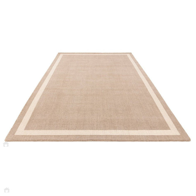 Albi Modern Plain Border Tonal Distressed Hand-Woven Textured Wool Low Profile Tip Sheared Short Pile Sand Rug-Asiatic Carpets-Rug Love - The Most Loved Rug Store