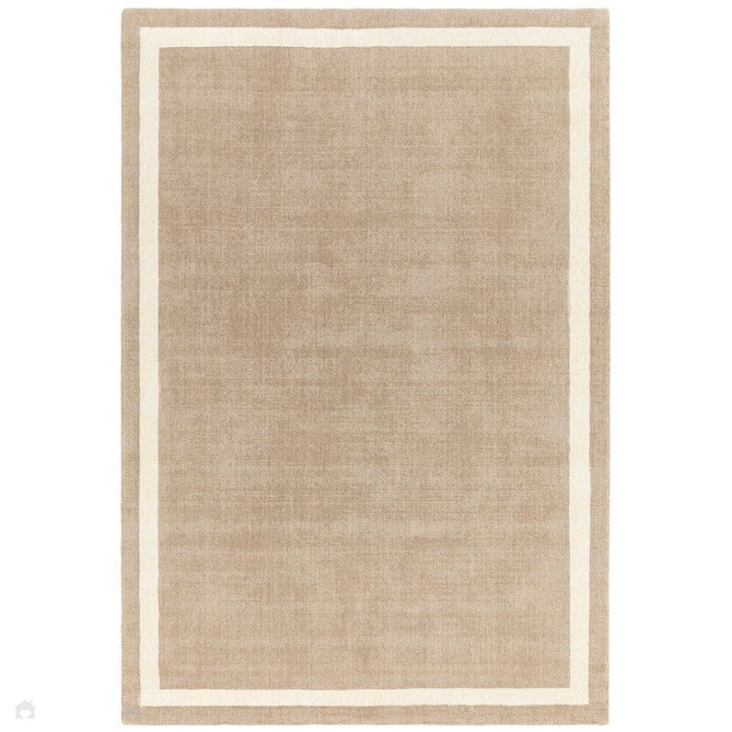Albi Modern Plain Border Tonal Distressed Hand-Woven Textured Wool Low Profile Tip Sheared Short Pile Sand Rug-Asiatic Carpets-Rug Love - The Most Loved Rug Store