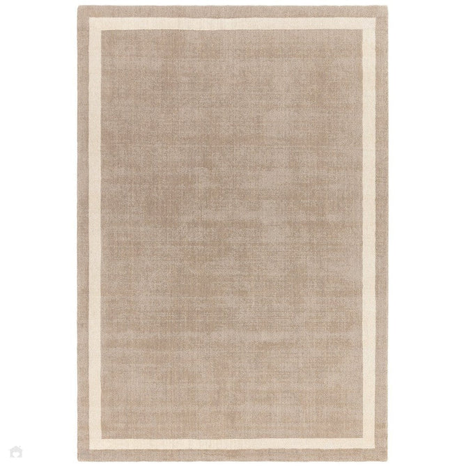 Albi Modern Plain Border Tonal Distressed Hand-Woven Textured Wool Low Profile Tip Sheared Short Pile Sand Rug-Asiatic Carpets-Rug Love - The Most Loved Rug Store