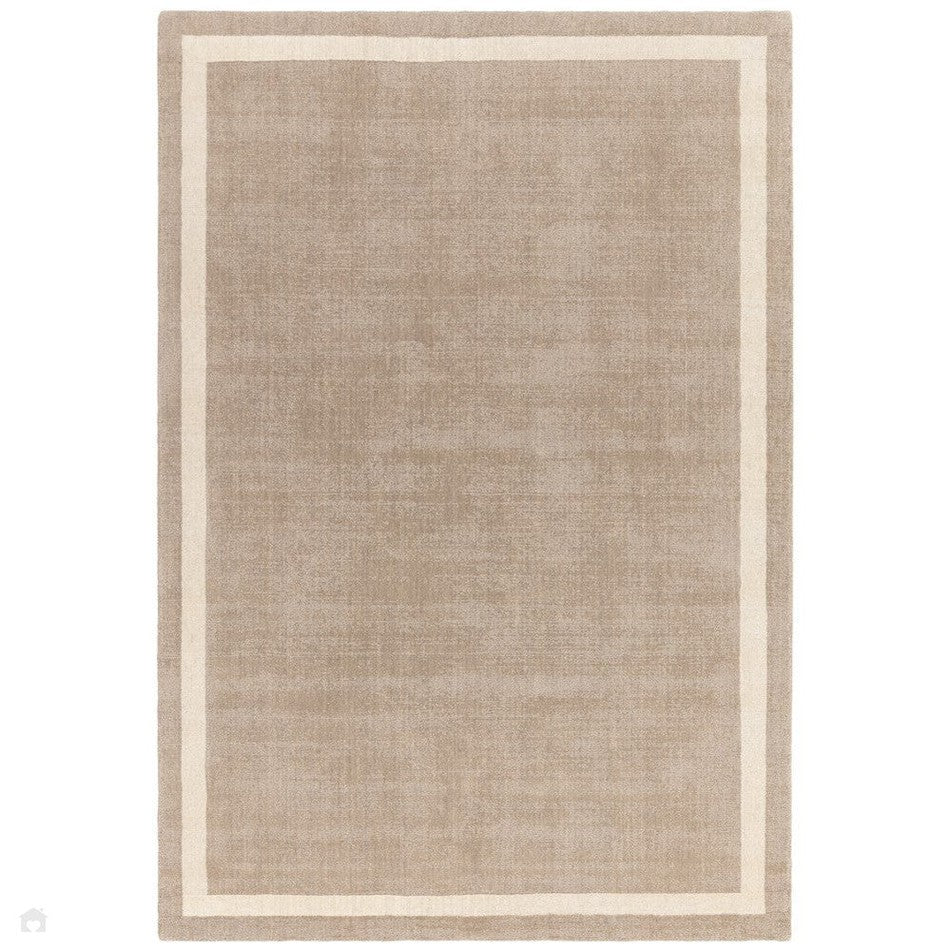 Beige Send Rug On Sale Albi Modern Plain Border Hand-Woven Textured Wool Low Profile ...