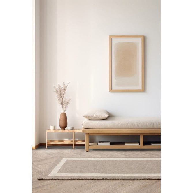 Albi Modern Plain Border Tonal Distressed Hand-Woven Textured Wool Low Profile Tip Sheared Short Pile Sand/Beige Runner-Asiatic Carpets-Rug Love - The Most Loved Rug Store