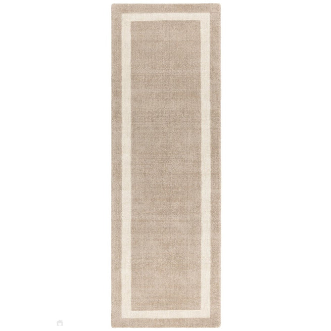 Albi Modern Plain Border Tonal Distressed Hand-Woven Textured Wool Low Profile Tip Sheared Short Pile Sand/Beige Runner-Asiatic Carpets-Rug Love - The Most Loved Rug Store