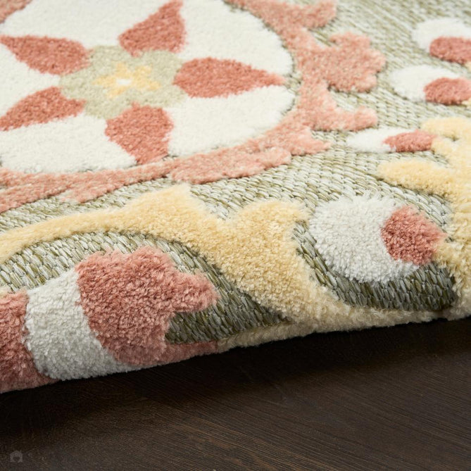 Aloha ALH17 Modern Botanical Floral Durable Stain-Resistant Weatherproof Flatweave In-Outdoor Sage/Rose Rug-Nourison-Rug Love - The Most Loved Rug Store