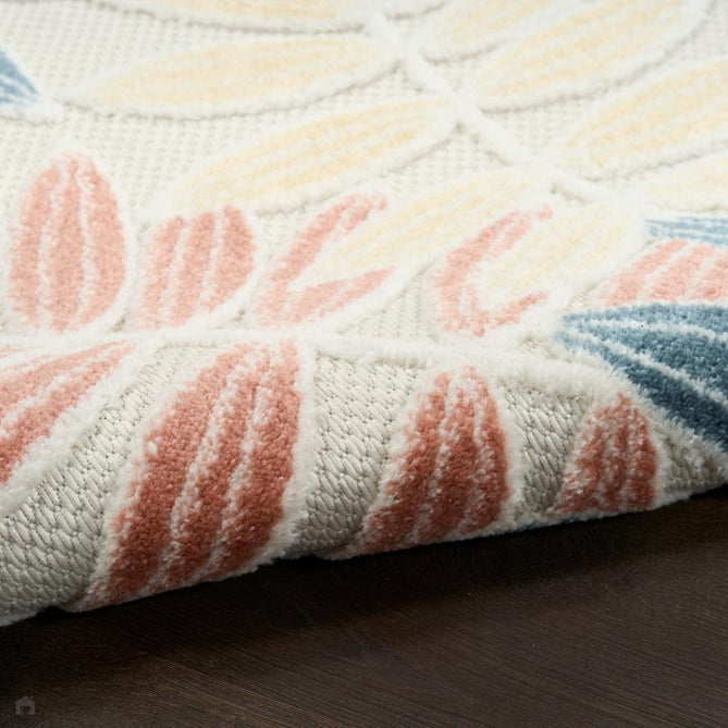 Aloha ALH18 Modern Botanical Floral Durable Stain-Resistant Weatherproof Flatweave In-Outdoor Ivory/Blue Rug-Nourison-Rug Love - The Most Loved Rug Store