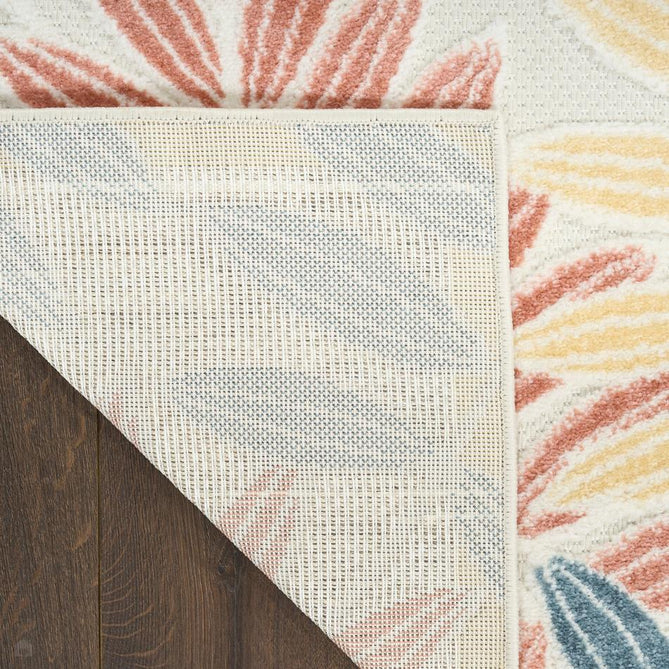 Aloha ALH18 Modern Botanical Floral Durable Stain-Resistant Weatherproof Flatweave In-Outdoor Ivory/Blue Rug-Nourison-Rug Love - The Most Loved Rug Store