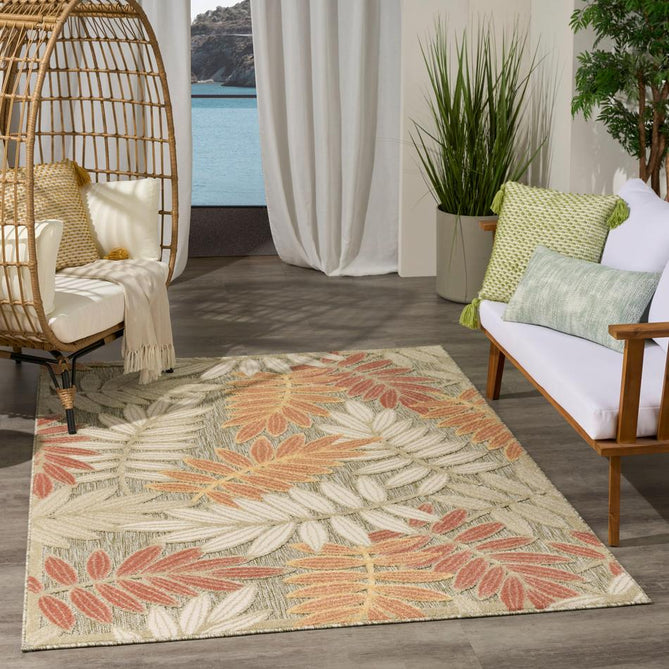 Aloha ALH18 Modern Botanical Floral Durable Stain-Resistant Weatherproof Flatweave In-Outdoor Sage/Rose Rug-Nourison-Rug Love - The Most Loved Rug Store