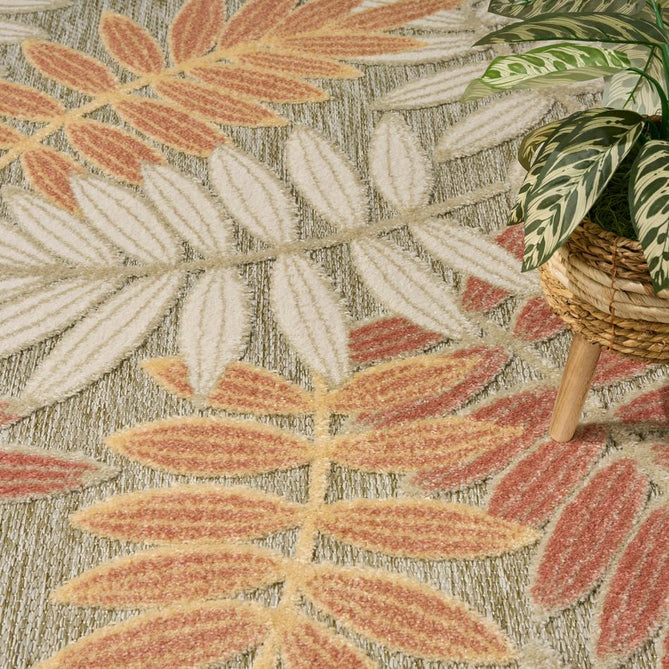 Aloha ALH18 Modern Botanical Floral Durable Stain-Resistant Weatherproof Flatweave In-Outdoor Sage/Rose Rug-Nourison-Rug Love - The Most Loved Rug Store