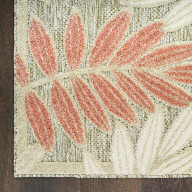 Aloha ALH18 Modern Botanical Floral Durable Stain-Resistant Weatherproof Flatweave In-Outdoor Sage/Rose Rug-Nourison-Rug Love - The Most Loved Rug Store