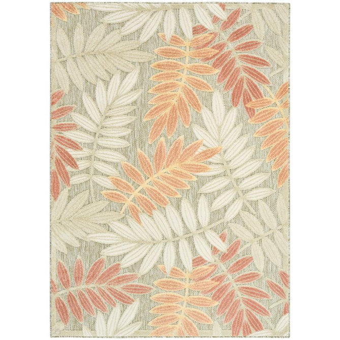 Aloha ALH18 Modern Botanical Floral Durable Stain-Resistant Weatherproof Flatweave In-Outdoor Sage/Rose Rug-Nourison-Rug Love - The Most Loved Rug Store