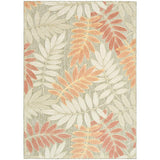 Aloha ALH18 Modern Botanical Floral Durable Stain-Resistant Weatherproof Flatweave In-Outdoor Sage/Rose Rug