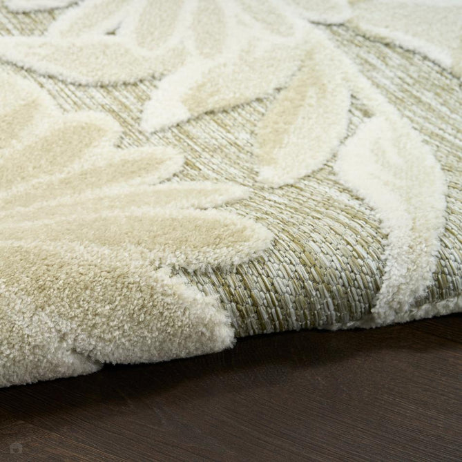 Aloha ALH33 Modern Botanical Floral Durable Stain-Resistant Weatherproof Flatweave In-Outdoor Ivory/Sage Rug-Nourison-Rug Love - The Most Loved Rug Store