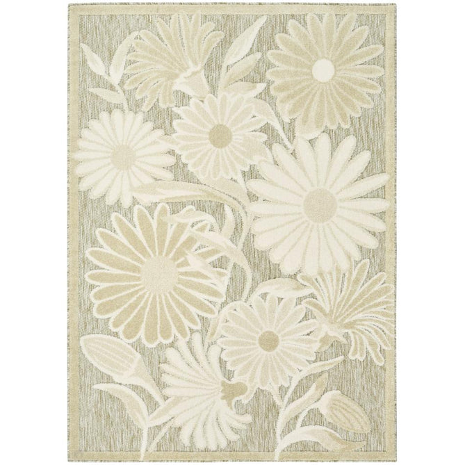 Aloha ALH33 Modern Botanical Floral Durable Stain-Resistant Weatherproof Flatweave In-Outdoor Ivory/Sage Rug-Nourison-Rug Love - The Most Loved Rug Store