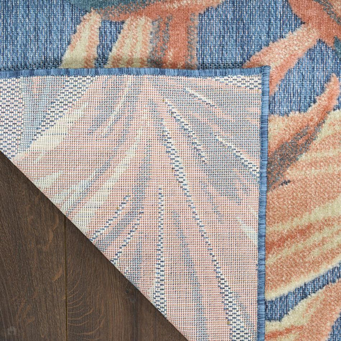 Aloha ALH43 Modern Botanical Floral Durable Stain-Resistant Weatherproof Flatweave In-Outdoor Blue/Rose Rug-Nourison-Rug Love - The Most Loved Rug Store
