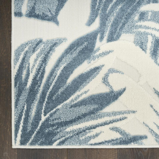 Aloha ALH43 Modern Botanical Floral Durable Stain-Resistant Weatherproof Flatweave In-Outdoor Ivory/Blue Rug-Nourison-Rug Love - The Most Loved Rug Store