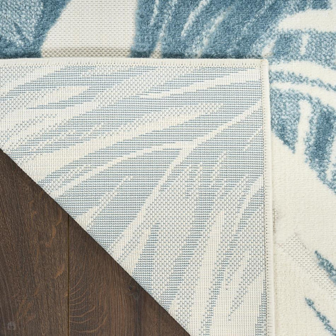 Aloha ALH43 Modern Botanical Floral Durable Stain-Resistant Weatherproof Flatweave In-Outdoor Ivory/Blue Rug-Nourison-Rug Love - The Most Loved Rug Store