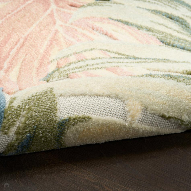 Aloha ALH43 Modern Botanical Floral Durable Stain-Resistant Weatherproof Flatweave In-Outdoor Ivory/Green Rug-Nourison-Rug Love - The Most Loved Rug Store