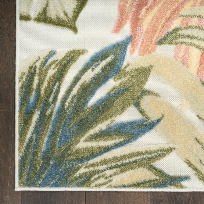 Aloha ALH43 Modern Botanical Floral Durable Stain-Resistant Weatherproof Flatweave In-Outdoor Ivory/Green Rug-Nourison-Rug Love - The Most Loved Rug Store