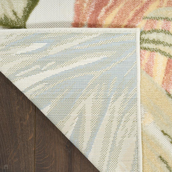 Aloha ALH43 Modern Botanical Floral Durable Stain-Resistant Weatherproof Flatweave In-Outdoor Ivory/Green Rug-Nourison-Rug Love - The Most Loved Rug Store