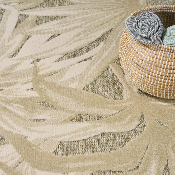 Aloha ALH43 Modern Botanical Floral Durable Stain-Resistant Weatherproof Flatweave In-Outdoor Ivory/Sage Rug-Nourison-Rug Love - The Most Loved Rug Store