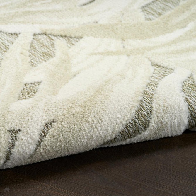 Aloha ALH43 Modern Botanical Floral Durable Stain-Resistant Weatherproof Flatweave In-Outdoor Ivory/Sage Rug-Nourison-Rug Love - The Most Loved Rug Store