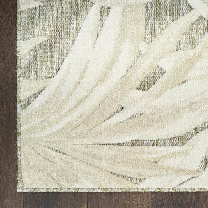 Aloha ALH43 Modern Botanical Floral Durable Stain-Resistant Weatherproof Flatweave In-Outdoor Ivory/Sage Rug-Nourison-Rug Love - The Most Loved Rug Store