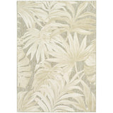 Aloha ALH43 Modern Botanical Floral Durable Stain-Resistant Weatherproof Flatweave In-Outdoor Ivory/Sage Rug