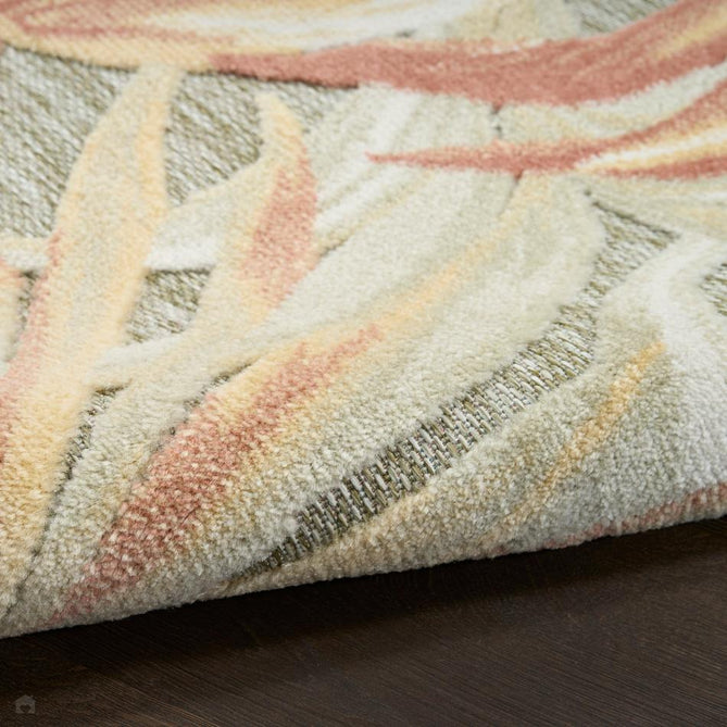 Aloha ALH43 Modern Botanical Floral Durable Stain-Resistant Weatherproof Flatweave In-Outdoor Sage/Rose Rug-Nourison-Rug Love - The Most Loved Rug Store