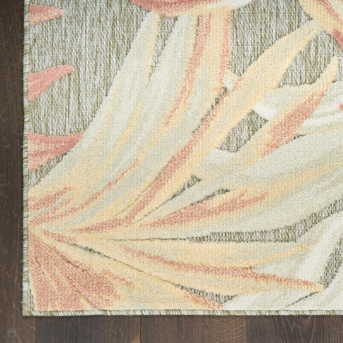Aloha ALH43 Modern Botanical Floral Durable Stain-Resistant Weatherproof Flatweave In-Outdoor Sage/Rose Rug-Nourison-Rug Love - The Most Loved Rug Store
