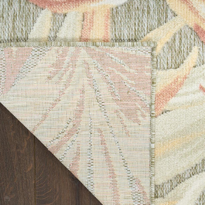 Aloha ALH43 Modern Botanical Floral Durable Stain-Resistant Weatherproof Flatweave In-Outdoor Sage/Rose Rug-Nourison-Rug Love - The Most Loved Rug Store