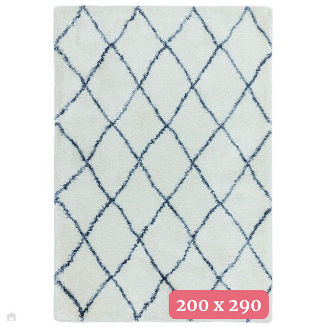 Alto AL03 Modern Moroccan Berber Soft Plush Boho Shaggy Cream/Blue Rug 200 x 290 cm-Shop Returns-Rug Love - The Most Loved Rug Store